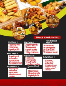 small chops price list