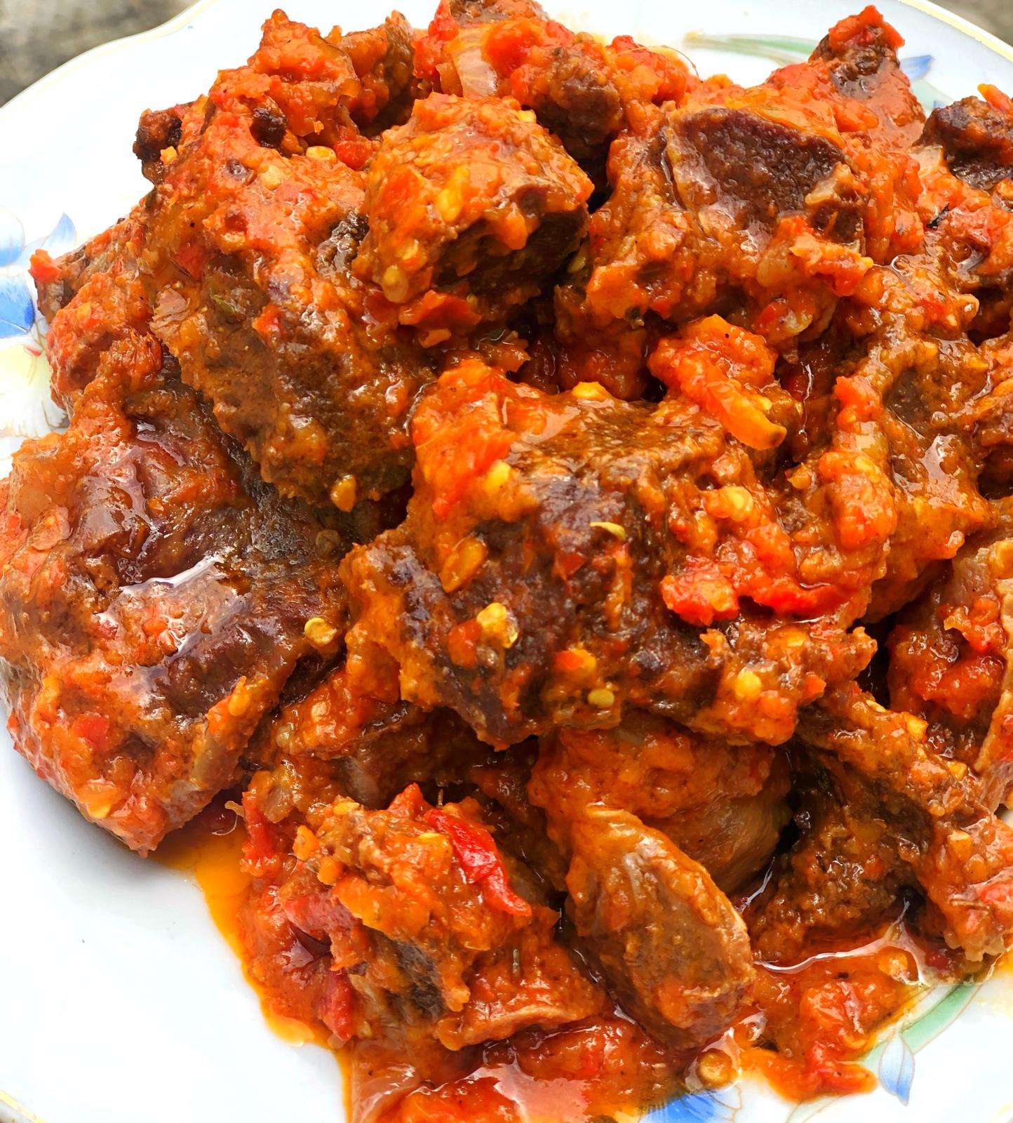 spicy sauced pepper beef and gizzard