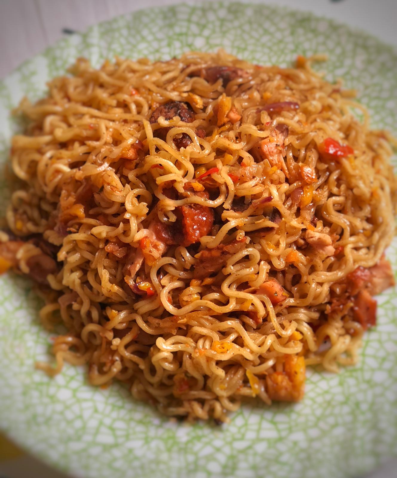 BBQ fish indomie noodles